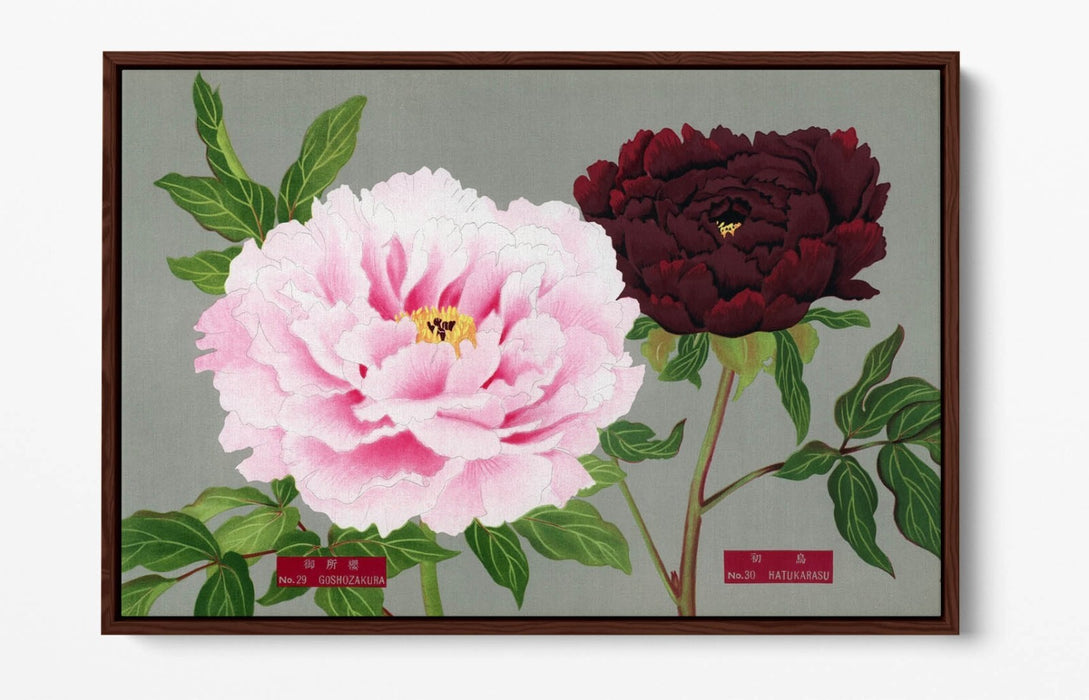 Vintage Canvas Wall Art – Peony Blossom Decor With Float Effect Frame, Handmade UK