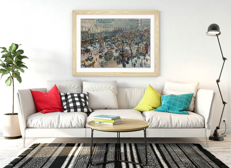 Framed Art Poster - 'Camille Pissarro, Boulevard of the Italians' Print With Woodgrain Frame