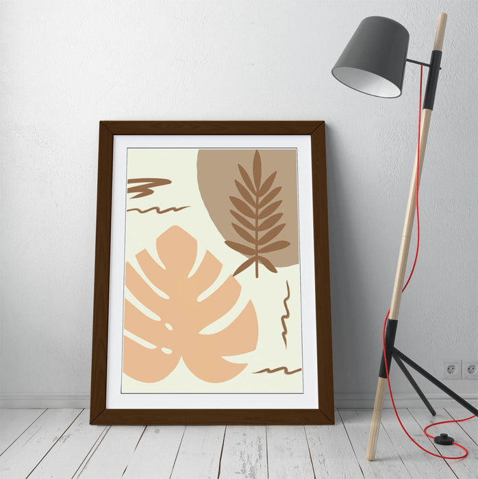 BOTANICAL BAUHAUS LEAF TRENDY MINIMALIST -FRAMED WALL ART PICTURE PRINT ARTWORK
