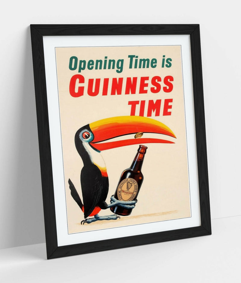 Vintage Guinness Poster - Framed Wall Art With Woodgrain Frame & Matte Paper Print