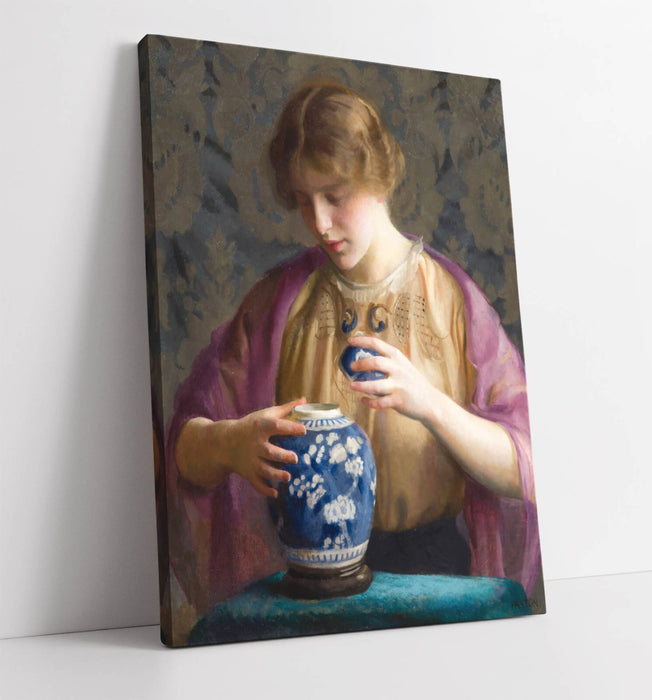 Canvas Wall Art - William McGregor Paxton Blue Jar Painting | Premium Handmade Print