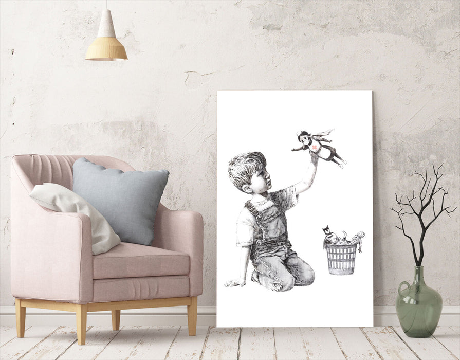 BANKSY SUPER HERO NURSE  CANVAS WALL ART PRINT ARTWORK GRAFFITI GAME CHANGER