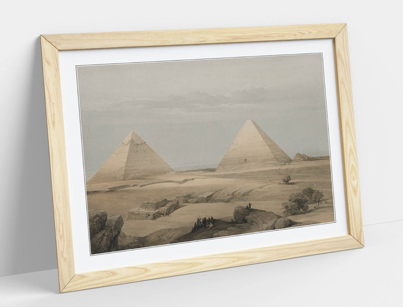 Framed Wall Art – Pyramids Of Giza Print With Wood Grain Frame | Handmade UK Poster