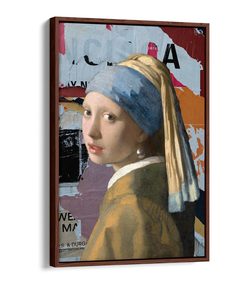Float Effect Canvas Art – Girl With Pearl Earring Graffiti Print On MDF Frame