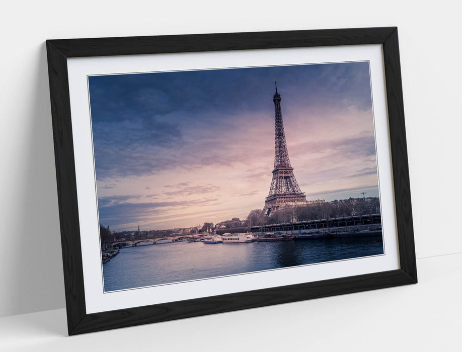 Paris Wall Art – Framed Eiffel Tower Poster | River View Artwork | UK Handmade Frame