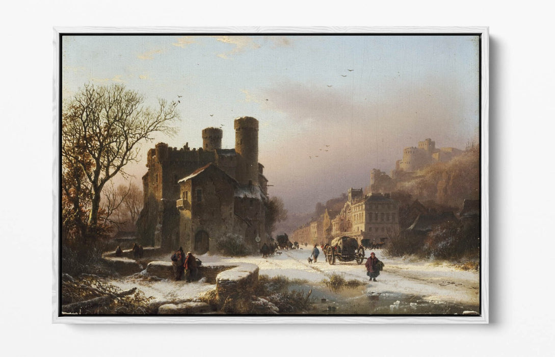 BAREND KOEKKOEK, WINTER LANDSCAPE -FLOAT EFFECT CANVAS WALL ART PIC PRINT