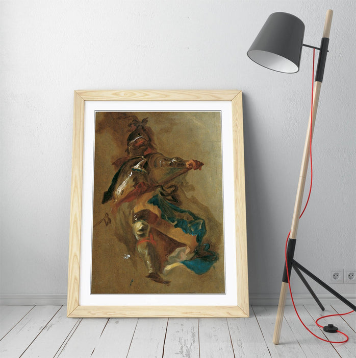 Framed Wall Art - Franz Maulbertsch Standing Commander Print With Woodgrain Frame