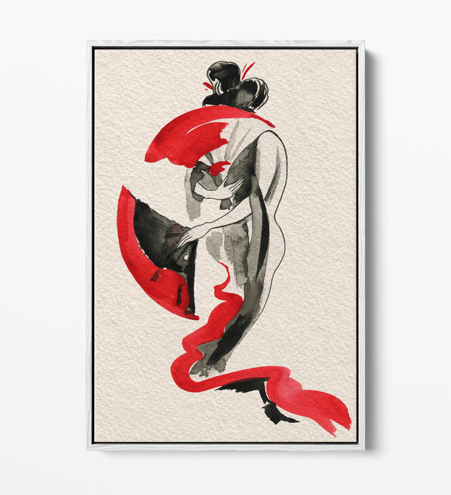 Japanese Canvas Wall Art - Geisha Illustration Print | Float Effect Canvas Decor