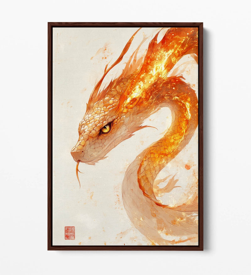 Canvas Wall Art - Fiery Snake Print On Float Effect Canvas With 30mm Frame