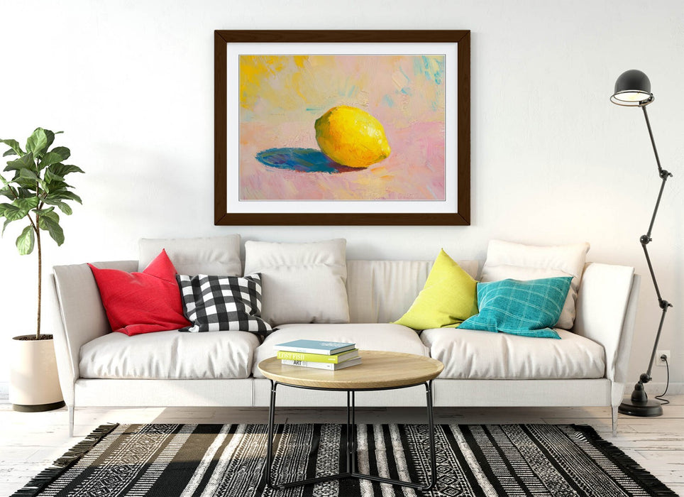 Framed Wall Art – Pretty Lemon Pastel Pink Still Life Poster Print 4 Sizes