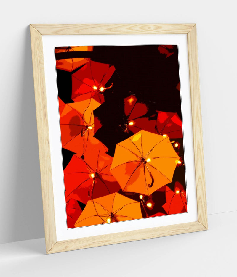Framed Wall Art - Orange Yellow Umbrella Poster Print | Handmade UK Decor