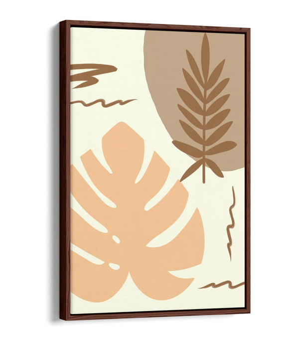 BOTANICAL BAUHAUS TRENDY MINIMALIST LEAVES -FLOAT EFFECT CANVAS WALL ART PRINT