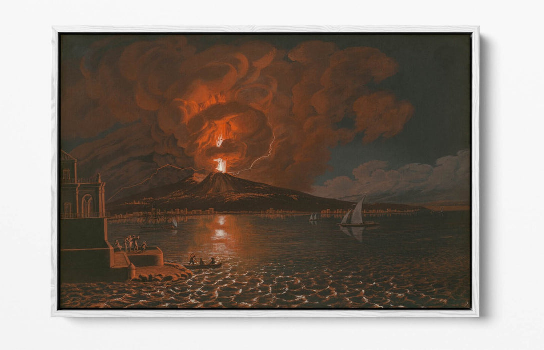 Volcano Canvas Art – Italian Volcano Painting on Handmade Float Effect Canvas Wall Art