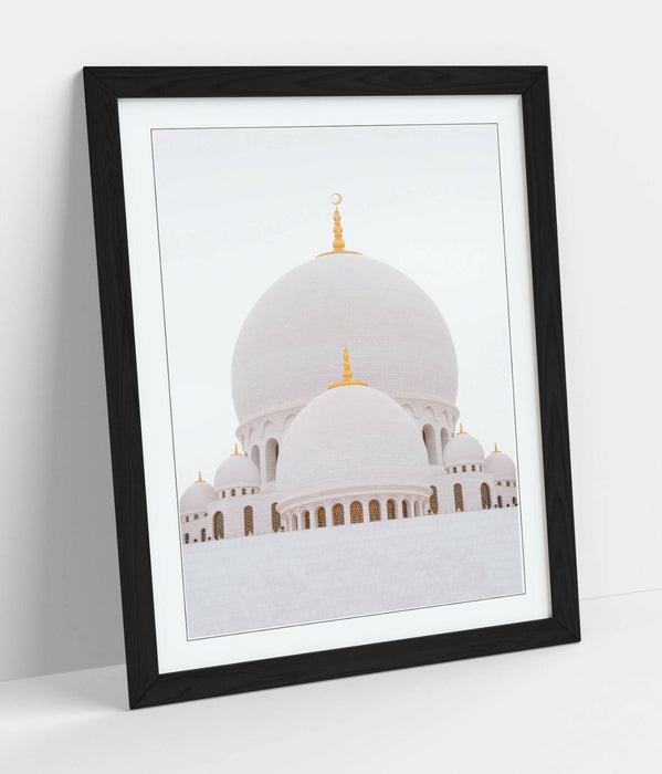 Grand Mosque Abu Dhabi Art – Framed Wall Art With Woodgrain Faux Frame