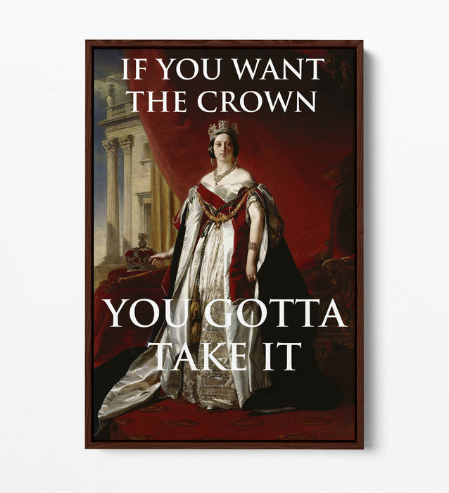 "IF YOU WANT THE CROWN" MOTIVATIONAL QUOTE SLOGAN -FLOAT EFFECT CANVAS ART PRINT