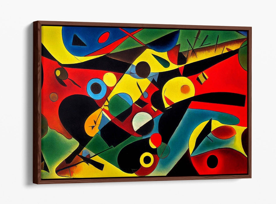 Abstract Canvas Art - Red Yellow Kandinsky Style Modern Art Print | Float Effect Frame