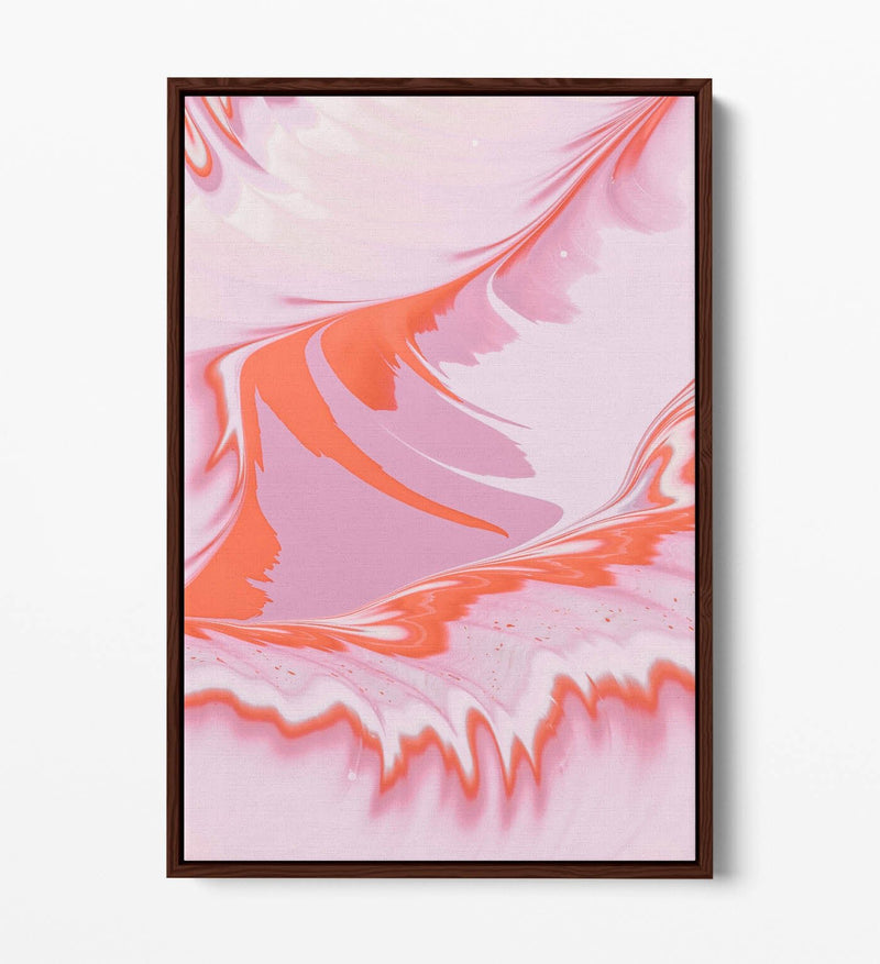 Float Effect Canvas Art – Pastel Pink Orange Wavy Abstract Wall Decor Print