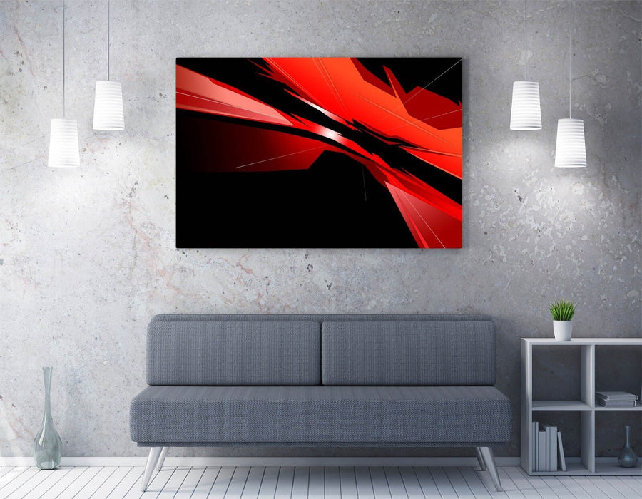 Canvas Wall Art - Red Black Abstract Canvas Print | Framed Wall Art Bedroom Decor