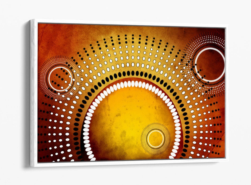 Canvas Wall Art - Yellow Sun Abstract Shapes with Float Frame, Handmade UK Art