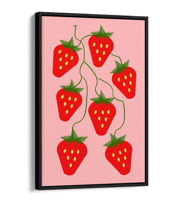 STRAWBERRIES FRUIT TRENDY MINIMALIST KITCHEN -FLOAT EFFECT CANVAS WALL ART PRINT