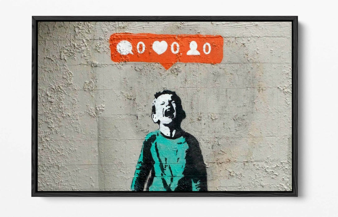 BANKSY "NO SOCIAL MEDIA" -FLOAT EFFECT CANVAS ART PRINT- GRAFFITI STREET ART