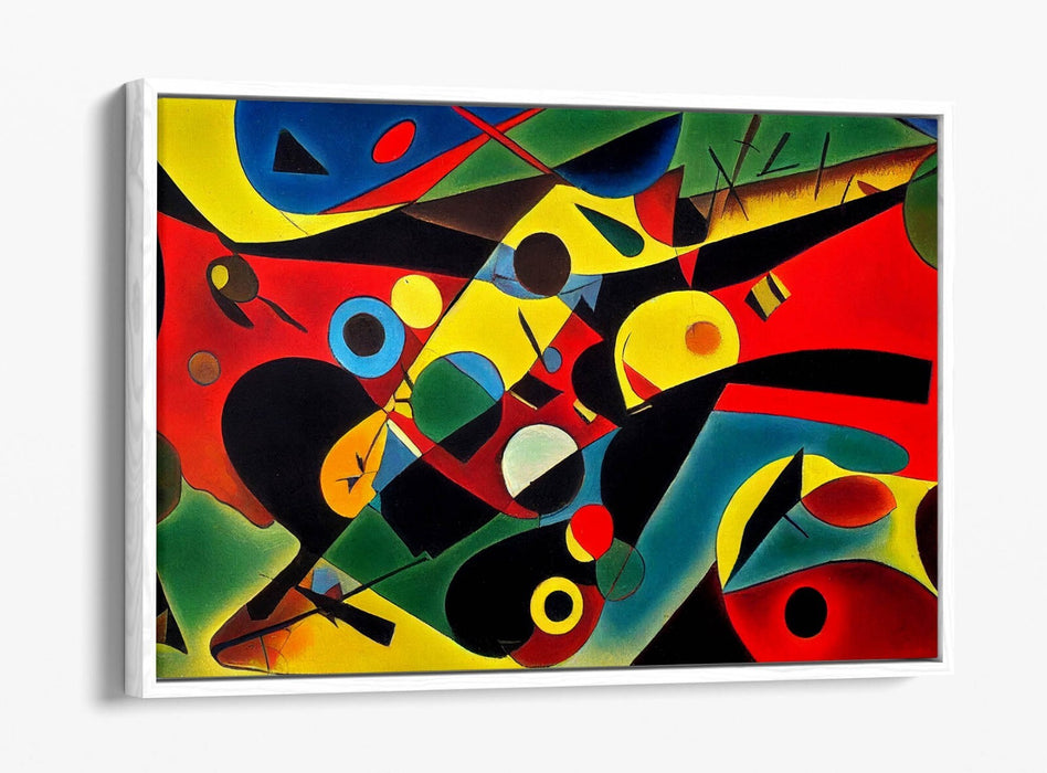 Abstract Canvas Art - Red Yellow Kandinsky Style Modern Art Print | Float Effect Frame