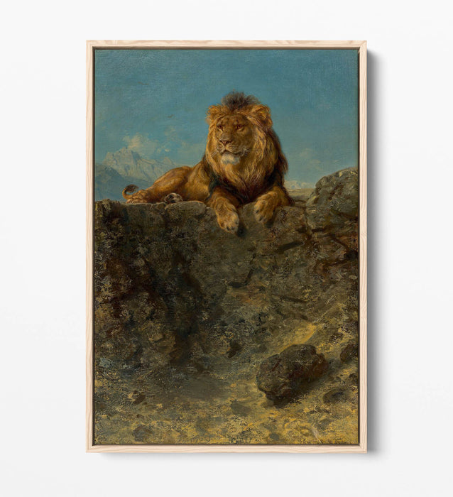LUDWIG KNAUS, ENTHRONED LION -FLOAT EFFECT CANVAS WALL ART PIC PRINT