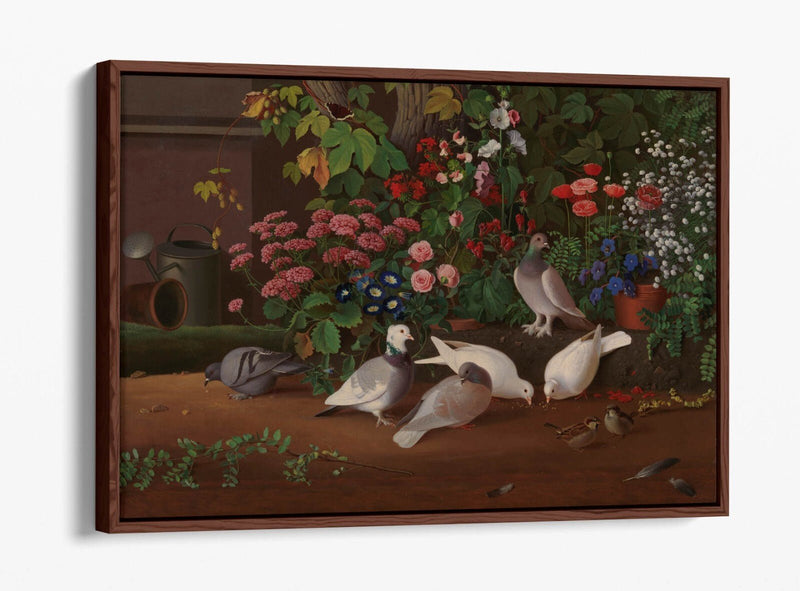 Canvas Wall Art Print - Handmade Garden Flower & Bird Float Effect on MDF Frame