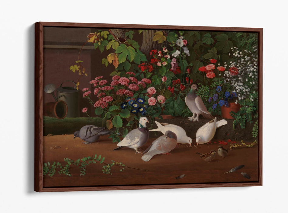 Canvas Wall Art Print - Handmade Garden Flower & Bird Float Effect on MDF Frame