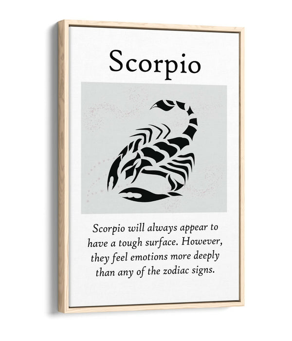 SCORPIO STAR SIGN ZODIAC ASTROLOGY QUOTE -FLOAT EFFECT CANVAS WALL ART PRINT