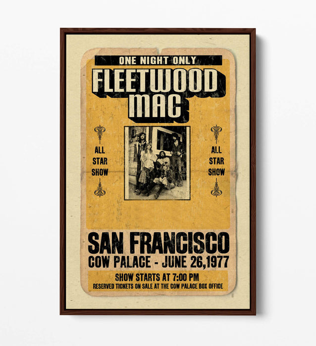 FLEETWOOD MAC VINTAGE MUSIC POSTER -FLOAT EFFECT CANVAS WALL ART PRINT