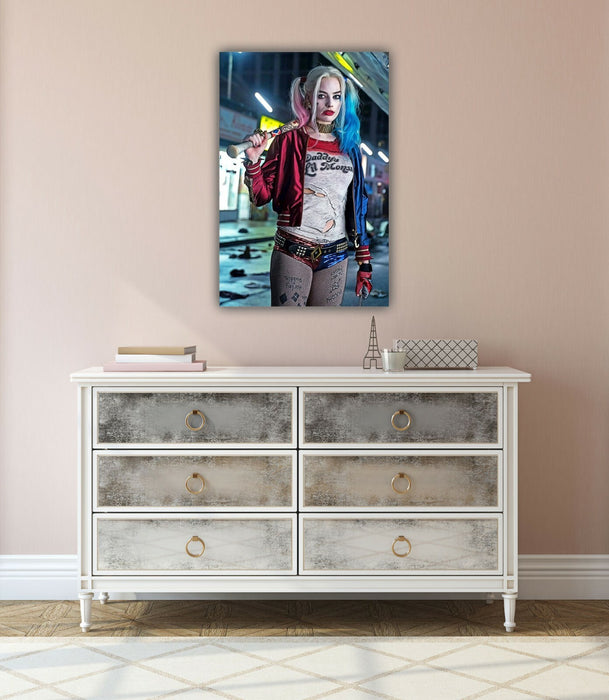 Harley Quinn Canvas Art – Suicide Squad Wall Print With Premium Varnish Finish