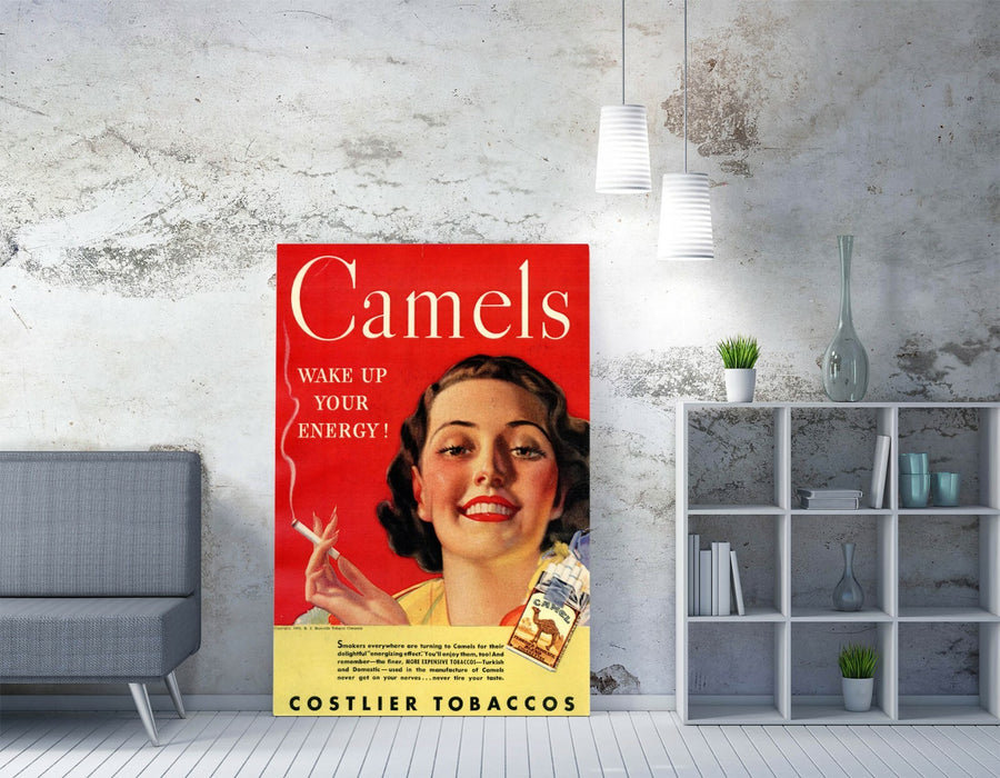 VINTAGE RETRO CAMELS CIGARETTES ADVERTISEMENT -CANVAS WALL ART PICTURE PRINT
