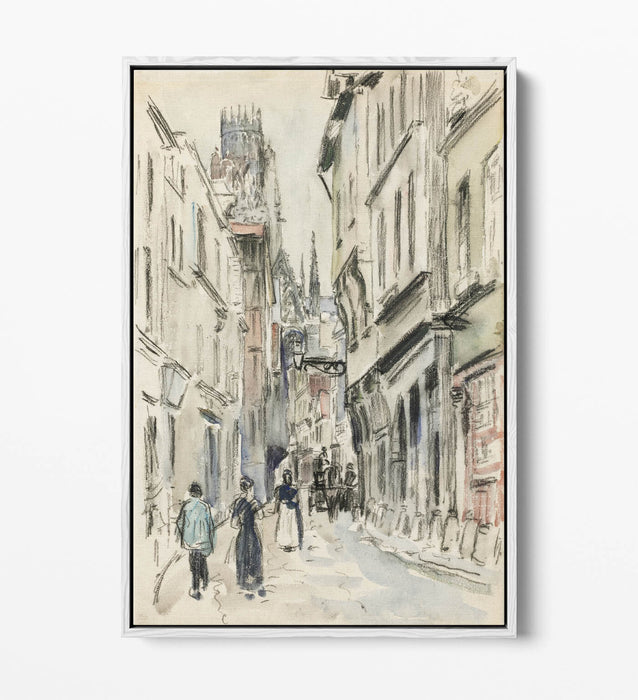 CAMILLE PISSARRO, RUE DAMIETTE ROUEN -FLOAT EFFECT CANVAS WALL ART PRINT