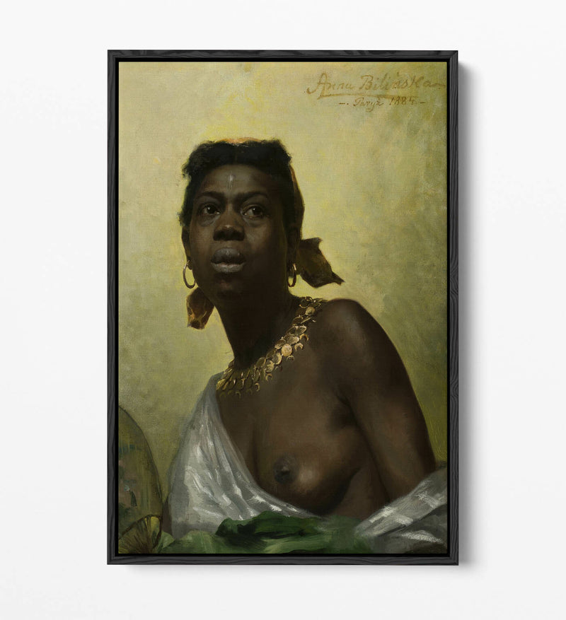 Float Effect Canvas Art – Anna Bilinska Black Woman Artwork on MDF Frame