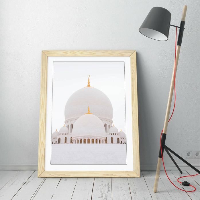 Grand Mosque Abu Dhabi Art – Framed Wall Art With Woodgrain Faux Frame