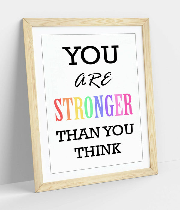 "YOU ARE STRONGER" MOTIVATIONAL QUOTE SLOGAN -FRAMED WALL ART PICTURE PRINT