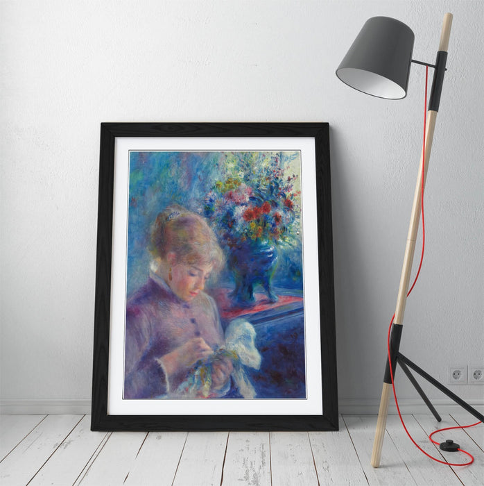 Renoir Framed Wall Art – Young Woman Sewing Classic Art Print UK, Ready To Hang