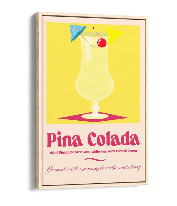 Pina Colada Canvas Art – Vibrant Cocktail Wall Decor | Float Effect Canvas Print
