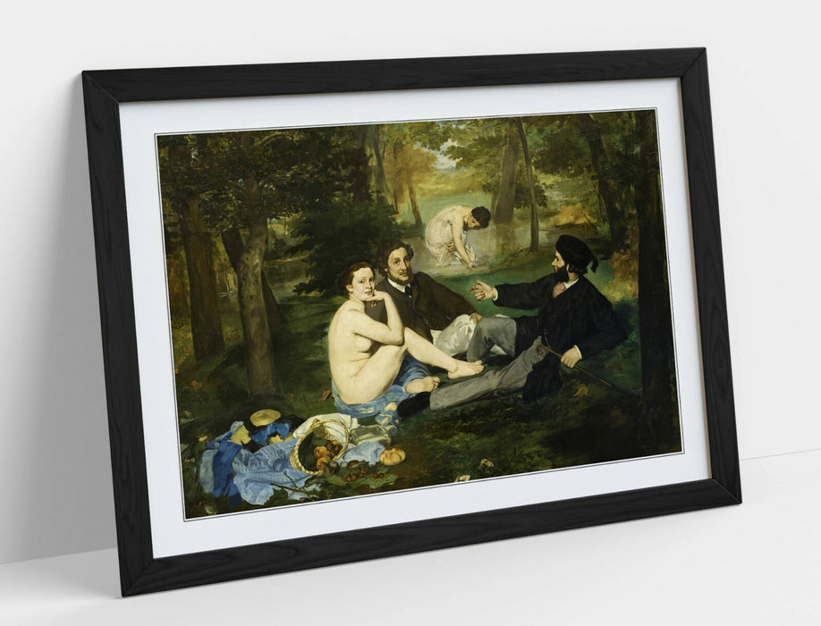 Framed Art Poster – Manet Luncheon Print With British Handmade Woodgrain Frame