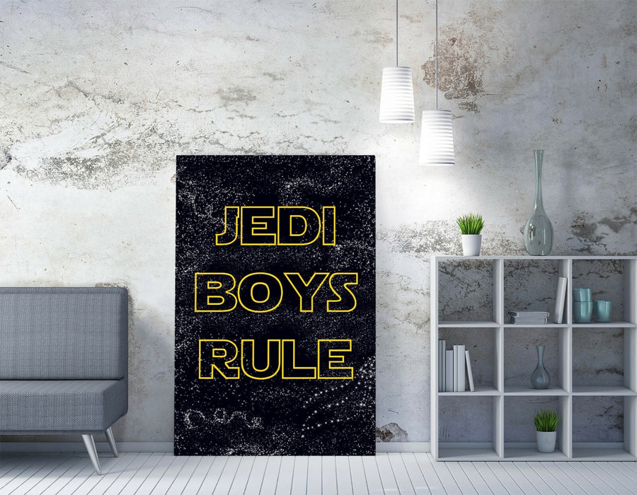 "JEDI BOYS RULE" STAR WARS STYLE QUOTE KIDS -CANVAS WALL ART PRINT ART FRAME