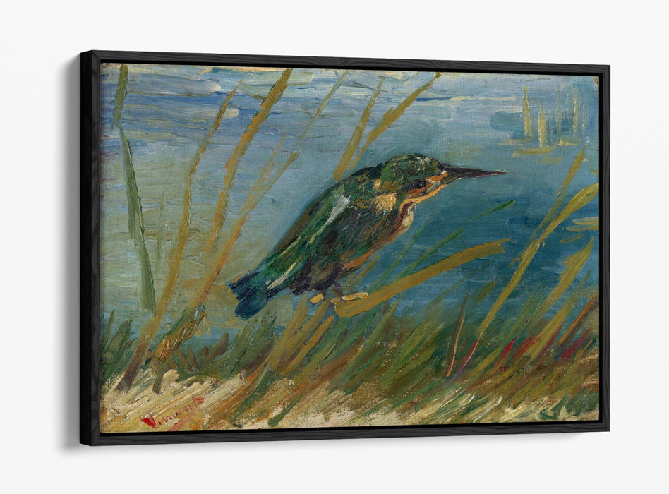 VAN GOGH THE KINGFISHER -FLOAT EFFECT CANVAS WALL ART PIC PRINT- BLUE GREEN