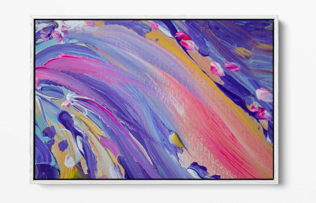 Canvas Wall Art - Abstract Purple Pink Decor | Float Effect, Ready To Hang