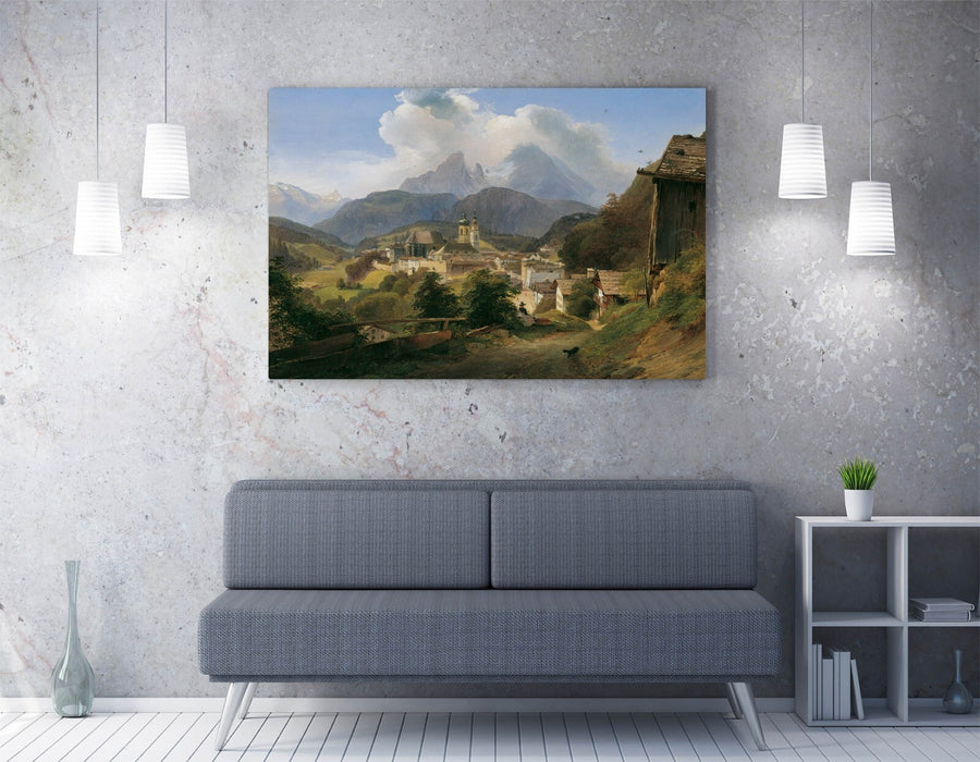 Canvas Wall Art - Johann Fischbach Berchtesgaden With Watzmann | Handmade Landscape Print