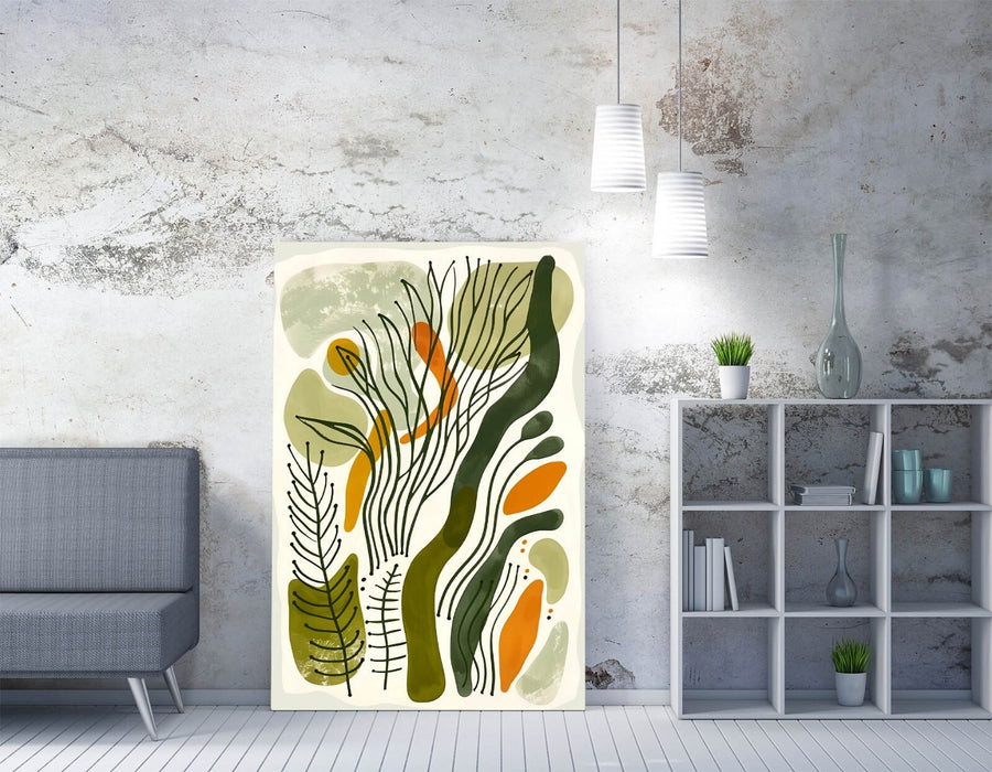 Boho Minimalist Canvas Art - Handmade Plant Leaf Decor | Premium Wall Print