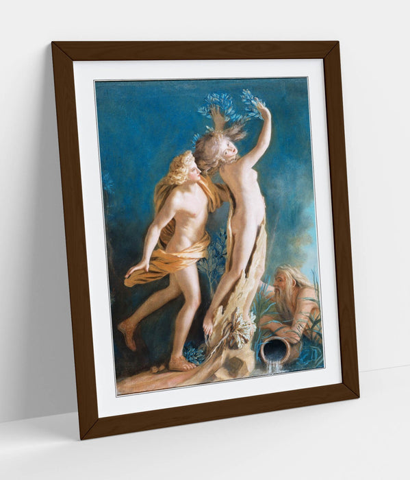 Framed Art Poster - Apollo And Daphne Wall Art Print With Wood Grain Frame