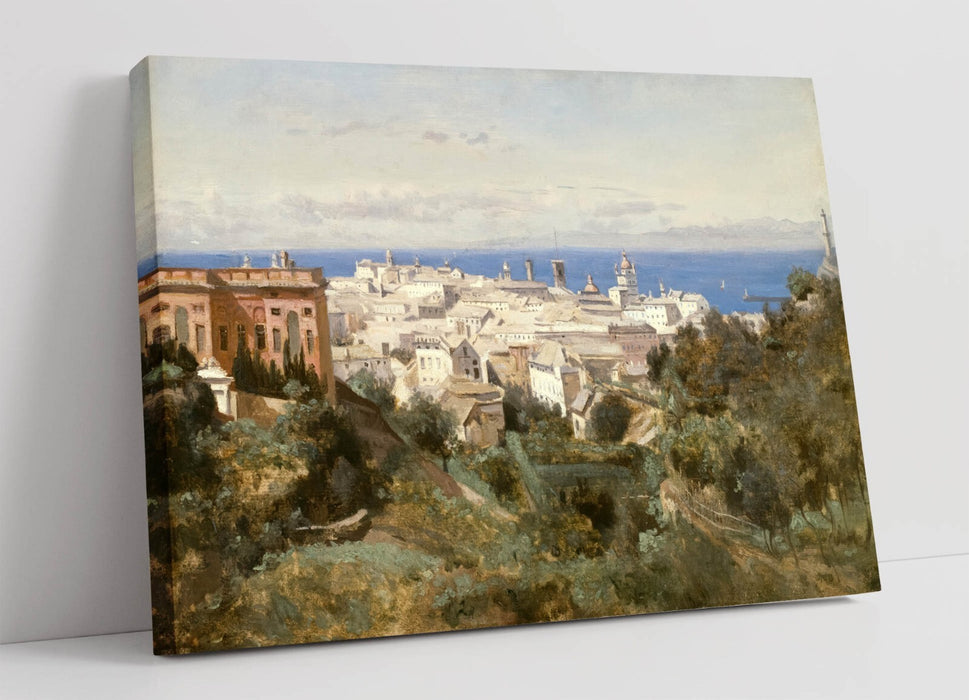 CAMILLE COROT, VIEW OF GENOA -CANVAS WALL ARTWORK PICTURE PRINT