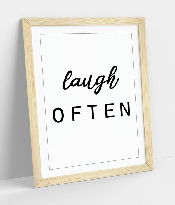 "LAUGH OFTEN" INSPIRATIONAL QUOTE SLOGAN HOME -FRAMED WALL ART PICTURE PRINT