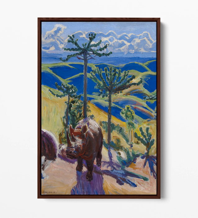 Canvas Wall Art - AskelI Gallen-Kallela Rhinoceros & Trees Float Effect Print