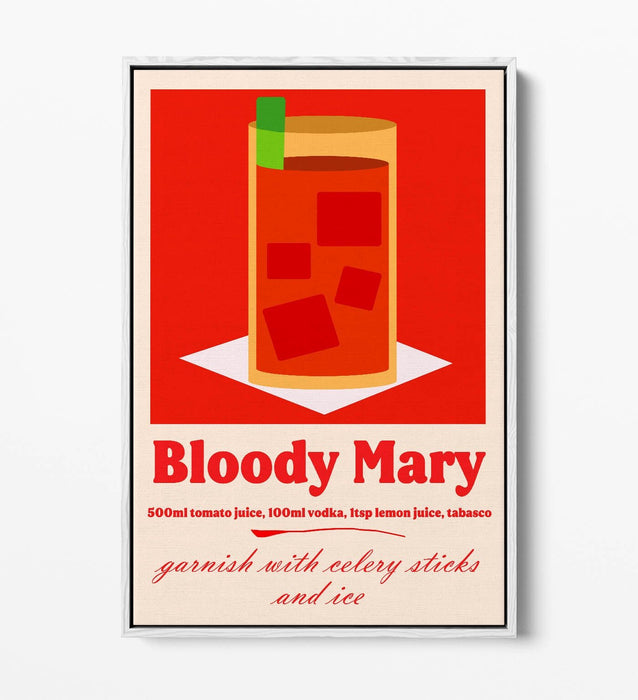 Bloody Mary Canvas Art - Premium Float Effect Cocktail Wall Decor Print